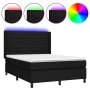 Box spring bed mattress and LED lights black fabric 140x200 cm by vidaXL, Beds and slatted bases - Ref: Foro24-3138399, Price...