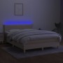 Box spring bed with mattress and LED cream fabric 140x200 cm by vidaXL, Beds and slatted bases - Ref: Foro24-3133802, Price: ...