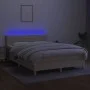 Box spring bed with mattress and LED cream fabric 140x200 cm by vidaXL, Beds and slatted bases - Ref: Foro24-3133802, Price: ...