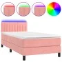 Box spring bed with mattress and LED pink velvet 100x200 cm by vidaXL, Beds and slatted bases - Ref: Foro24-3134512, Price: 3...