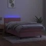 Box spring bed with mattress and LED pink velvet 100x200 cm by vidaXL, Beds and slatted bases - Ref: Foro24-3134512, Price: 3...