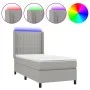 Box spring bed mattress and LED lights light gray fabric 90x200 cm by vidaXL, Beds and slatted bases - Ref: Foro24-3138445, P...