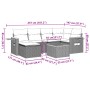 Set de comedor de jardín 7 pzas y cojines ratán sintético negro