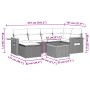 Set de comedor de jardín 7 pzas y cojines ratán sintético negro