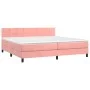 Box spring bed with mattress and LED pink velvet 200x200 cm by vidaXL, Beds and slatted bases - Ref: Foro24-3134428, Price: 5...