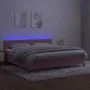Box spring bed with mattress and LED pink velvet 200x200 cm by vidaXL, Beds and slatted bases - Ref: Foro24-3134428, Price: 5...