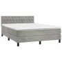 Box spring bed with mattress and LED light gray velvet 140x190 cm by vidaXL, Beds and slatted bases - Ref: Foro24-3134579, Pr...
