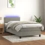 Cama box spring colchón y LED terciopelo gris claro 90x190 cm de vidaXL, Camas y somieres - Ref: Foro24-3134435, Precio: 283,...