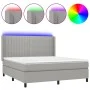 Box spring bed mattress and LED lights light gray fabric 180x200 cm by vidaXL, Beds and slatted bases - Ref: Foro24-3138493, ...