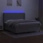 Box spring bed mattress and LED lights light gray fabric 180x200 cm by vidaXL, Beds and slatted bases - Ref: Foro24-3138493, ...