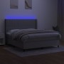 Boxspringbettmatratze und LED-Leuchten hellgrauer Stoff 180x200 cm von vidaXL, Betten und Lattenroste - Ref: Foro24-3138493, ...