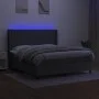 Box spring bed mattress and LED lights dark gray fabric 180x200 cm by vidaXL, Beds and slatted bases - Ref: Foro24-3138494, P...