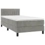 Box spring bed with mattress and LED light gray velvet 90x200 cm by vidaXL, Beds and slatted bases - Ref: Foro24-3134501, Pri...
