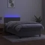 Box spring bed with mattress and LED light gray velvet 90x200 cm by vidaXL, Beds and slatted bases - Ref: Foro24-3134501, Pri...