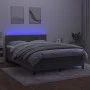 Box spring bed with mattress and LED light gray velvet 140x190 cm by vidaXL, Beds and slatted bases - Ref: Foro24-3134399, Pr...
