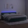 Box spring bed with mattress and LED dark green velvet 200x200cm by vidaXL, Beds and slatted bases - Ref: Foro24-3134606, Pri...
