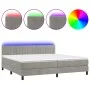 Box spring bed with mattress and LED light gray velvet 200x200 cm by vidaXL, Beds and slatted bases - Ref: Foro24-3134543, Pr...