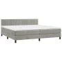 Box spring bed with mattress and LED light gray velvet 200x200 cm by vidaXL, Beds and slatted bases - Ref: Foro24-3134543, Pr...