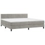 Cama box spring colchón y LED terciopelo gris claro 200x200 cm de vidaXL, Camas y somieres - Ref: Foro24-3134543, Precio: 546...