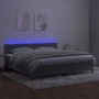 Box spring bed with mattress and LED light gray velvet 200x200 cm by vidaXL, Beds and slatted bases - Ref: Foro24-3134543, Pr...