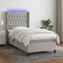 Box spring bed mattress and LED lights light gray fabric 100x200 cm by vidaXL, Beds and slatted bases - Ref: Foro24-3138533, ...