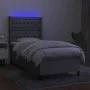 Box spring bed mattress and LED lights light gray fabric 100x200 cm by vidaXL, Beds and slatted bases - Ref: Foro24-3138533, ...
