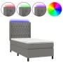Box spring bed mattress and LED lights dark gray fabric 100x200 cm by vidaXL, Beds and slatted bases - Ref: Foro24-3138534, P...