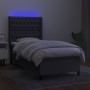 Box spring bed mattress and LED lights dark gray fabric 100x200 cm by vidaXL, Beds and slatted bases - Ref: Foro24-3138534, P...