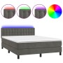 Boxspringbett mit Matratze und dunkelgrauem LED-Samt 140x200 cm von vidaXL, Betten und Lattenroste - Ref: Foro24-3134646, Pre...