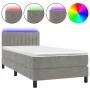 Box spring bed with mattress and LED light gray velvet 90x190 cm by vidaXL, Beds and slatted bases - Ref: Foro24-3134495, Pri...