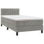 Box spring bed with mattress and LED light gray velvet 90x190 cm by vidaXL, Beds and slatted bases - Ref: Foro24-3134495, Pri...