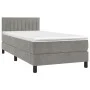 Box spring bed with mattress and LED light gray velvet 90x190 cm by vidaXL, Beds and slatted bases - Ref: Foro24-3134495, Pri...