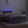 Box spring bed with mattress and LED light gray velvet 90x190 cm by vidaXL, Beds and slatted bases - Ref: Foro24-3134495, Pri...