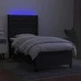 Box spring bed mattress and LED lights black fabric 90x200 cm by vidaXL, Beds and slatted bases - Ref: Foro24-3138527, Price:...