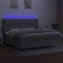 Box spring bed with fabric mattress and light gray LED 200x200 cm by vidaXL, Beds and slatted bases - Ref: Foro24-3138581, Pr...