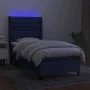 Box spring bed mattress and LED lights blue fabric 90x200 cm by vidaXL, Beds and slatted bases - Ref: Foro24-3138531, Price: ...