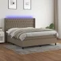 Box spring bed with mattress and LED lights taupe gray fabric 160x200 cm by vidaXL, Beds and slatted bases - Ref: Foro24-3138...
