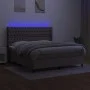 Box spring bed with mattress and LED lights taupe gray fabric 160x200 cm by vidaXL, Beds and slatted bases - Ref: Foro24-3138...