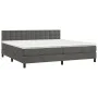Box spring bed with mattress and LED dark gray velvet 200x200 cm by vidaXL, Beds and slatted bases - Ref: Foro24-3134664, Pri...