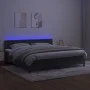 Box spring bed with mattress and LED dark gray velvet 200x200 cm by vidaXL, Beds and slatted bases - Ref: Foro24-3134664, Pri...