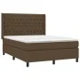 Box spring bed mattress LED lights dark brown fabric 140x190 cm by vidaXL, Beds and slatted bases - Ref: Foro24-3138552, Pric...