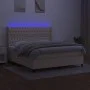 Boxspringbett-Matratze und LED-Leuchten, cremefarbener Stoff, 160 x 200 cm von vidaXL, Betten und Lattenroste - Ref: Foro24-3...
