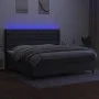 Box spring bed mattress and LED lights light gray fabric 200x200 cm by vidaXL, Beds and slatted bases - Ref: Foro24-3138582, ...