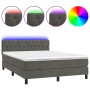 Cama box spring colchón y LED terciopelo gris oscuro 140x200 cm de vidaXL, Camas y somieres - Ref: Foro24-3134586, Precio: 44...