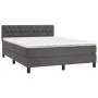 Box spring bed with mattress and LED dark gray velvet 140x200 cm by vidaXL, Beds and slatted bases - Ref: Foro24-3134586, Pri...
