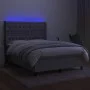 Box spring bed mattress and LED lights light gray fabric 140x190 cm by vidaXL, Beds and slatted bases - Ref: Foro24-3138549, ...