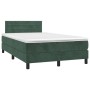 Cama box spring colchón y LED terciopelo verde oscuro 120x200cm