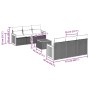 Set de comedor de jardín 7 pzas y cojines ratán sintético negro