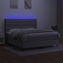 Box spring bed mattress and LED lights light gray fabric 160x200 cm by vidaXL, Beds and slatted bases - Ref: Foro24-3138565, ...