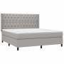 Box spring bed mattress and LED lights light gray fabric 160x200 cm by vidaXL, Beds and slatted bases - Ref: Foro24-3138565, ...